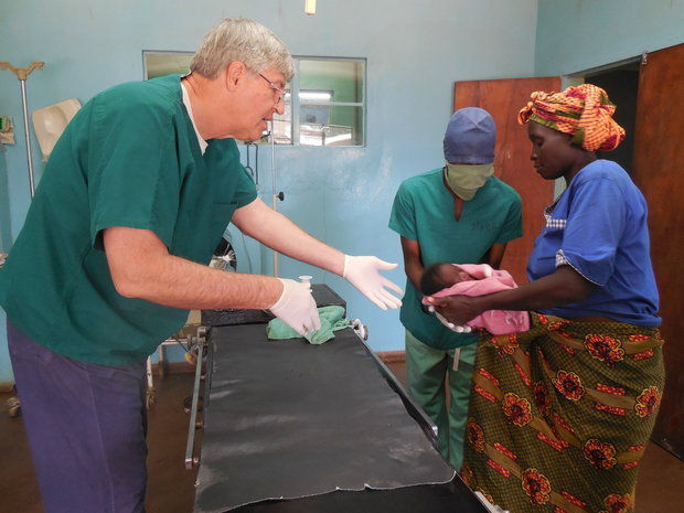 Dr. Jim Spurrier prepares for a procedure at the Choma hospital in Zambia. Photo courtesy of PennLive