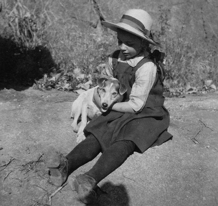 Mabel Frey with one of her dogs