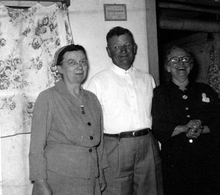 Bro. and Sr. Reuben Asper and “Mom” Lenhert. “Mom” has given over 50 years in rescuing men from skid row. She loves the souls of the down and out.