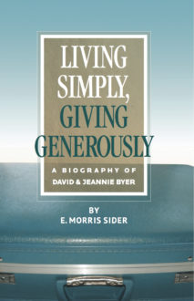 The cover of the book Living Simply, Giving Generously.